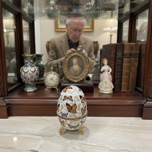 Decorative Butterfly Egg with Gold Accents